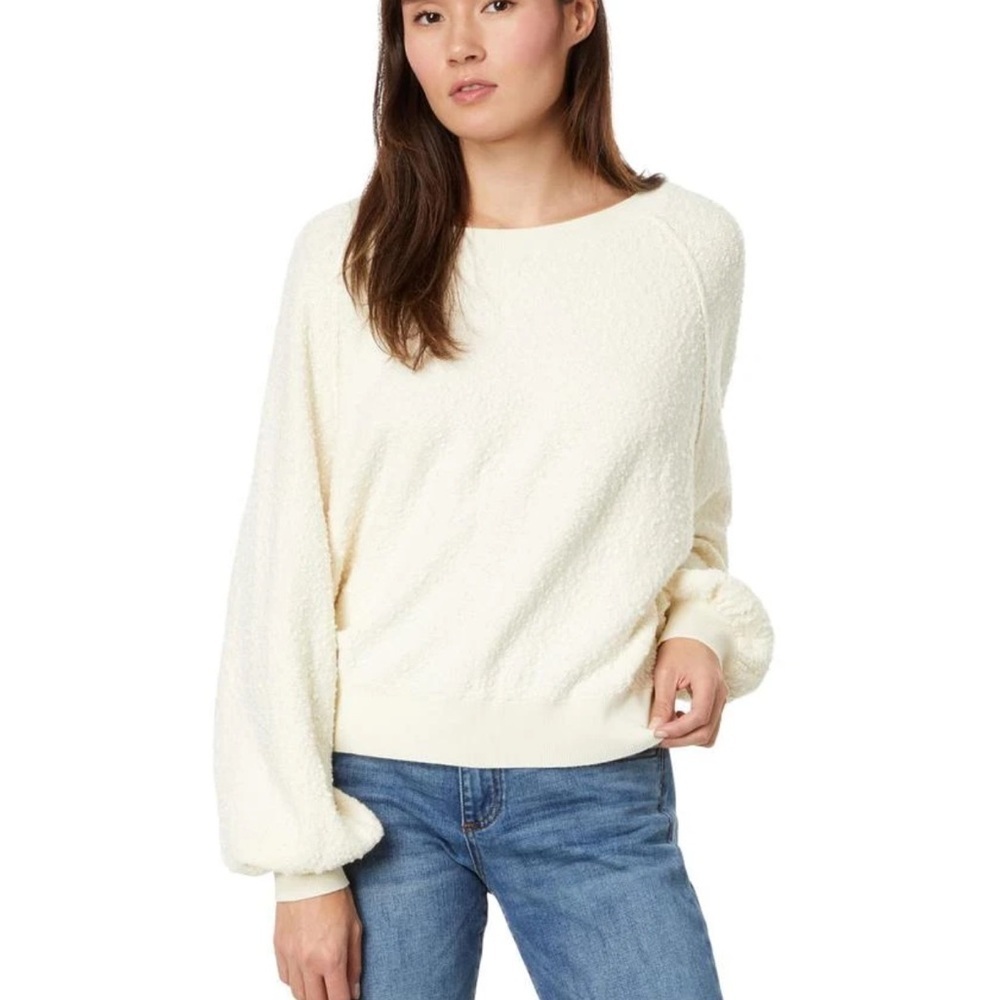 FREE PEOPLE FOUND MY FRIEND PULLOVER SWEATER TEXTURED CREAM LARGE